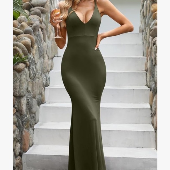 New Sexy Backless Deep V Maxi Open Back Cocktail Party Dress - Picture 8 of 9